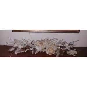 Tralcio centro natale rose bianco con led
